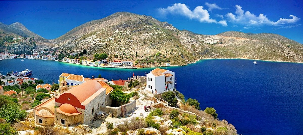 Beautiful yacht charter destination in Greece Kastellorizo island for summer family vacation