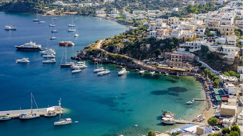 Beautiful yacht charter destination in Greece Leros island for summer family vacation