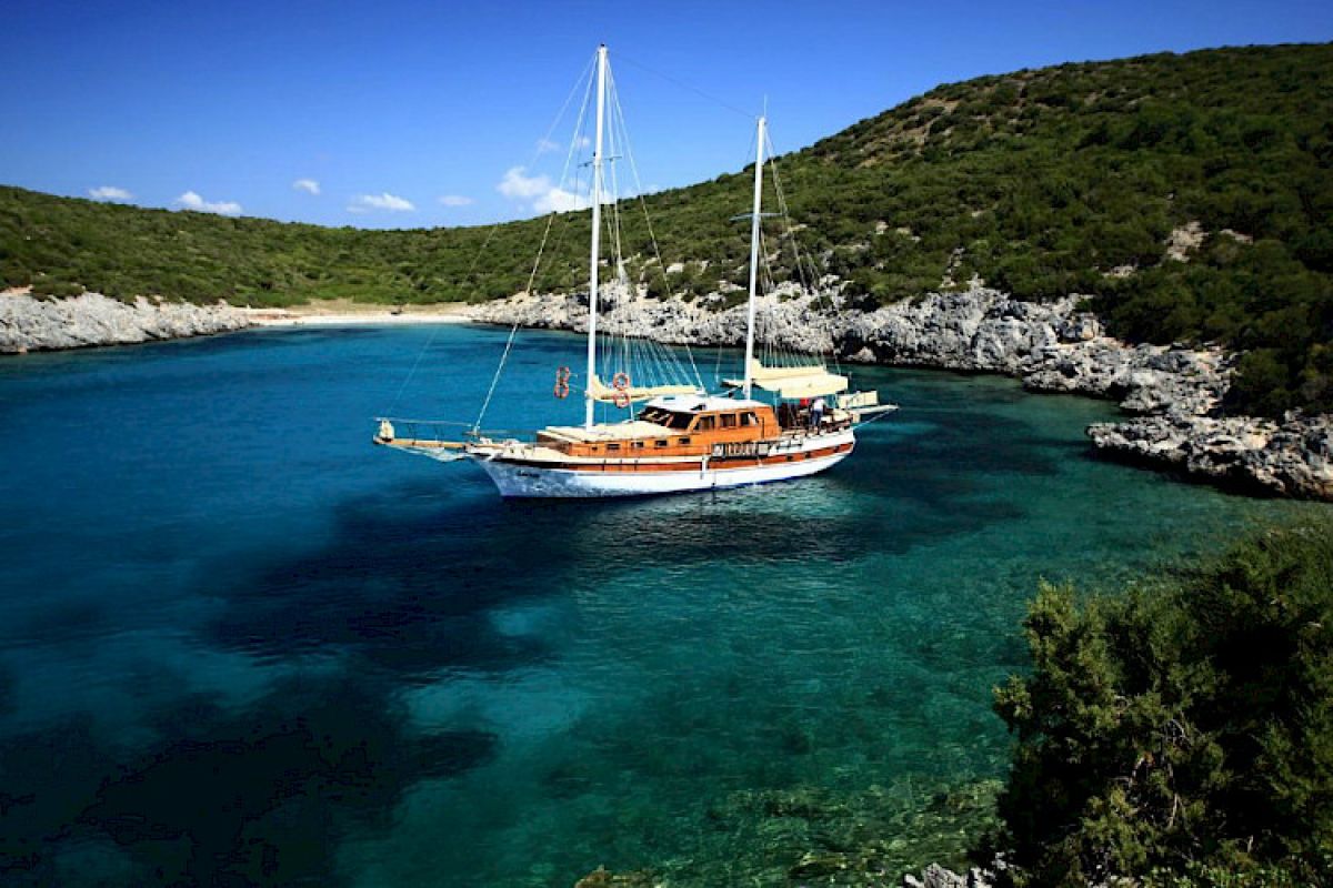 gulet anchored in a bay