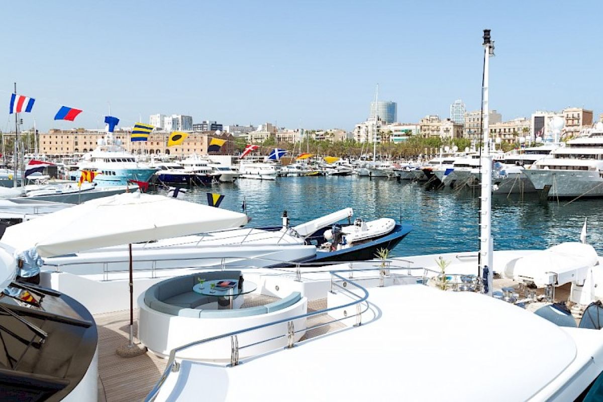 Yachts on display during MYBA Charter Show 2018