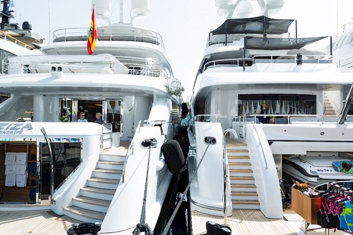 Yachts on display during MYBA Charter Show 2018