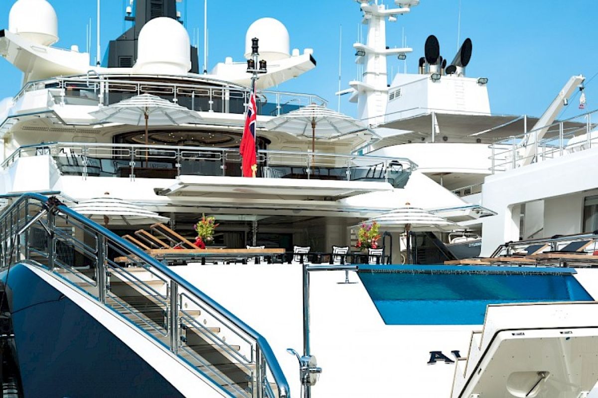 Yachts on display during MYBA Charter Show 2018