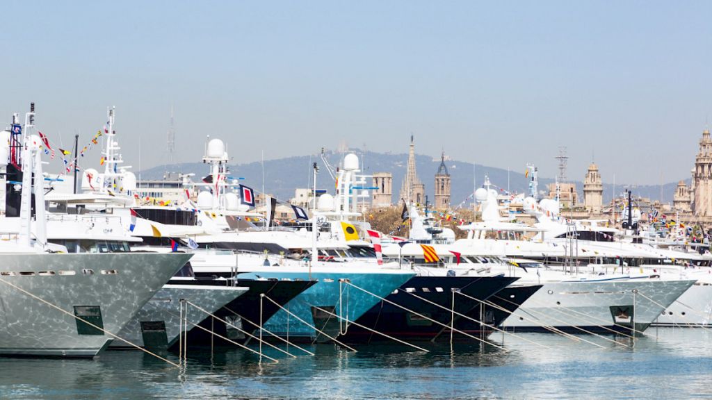 Yachts on display during MYBA Charter Show 2018