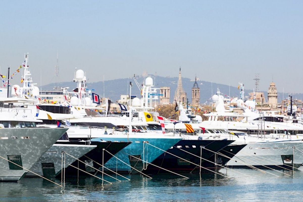 Yachts on display during MYBA Charter Show 2018
