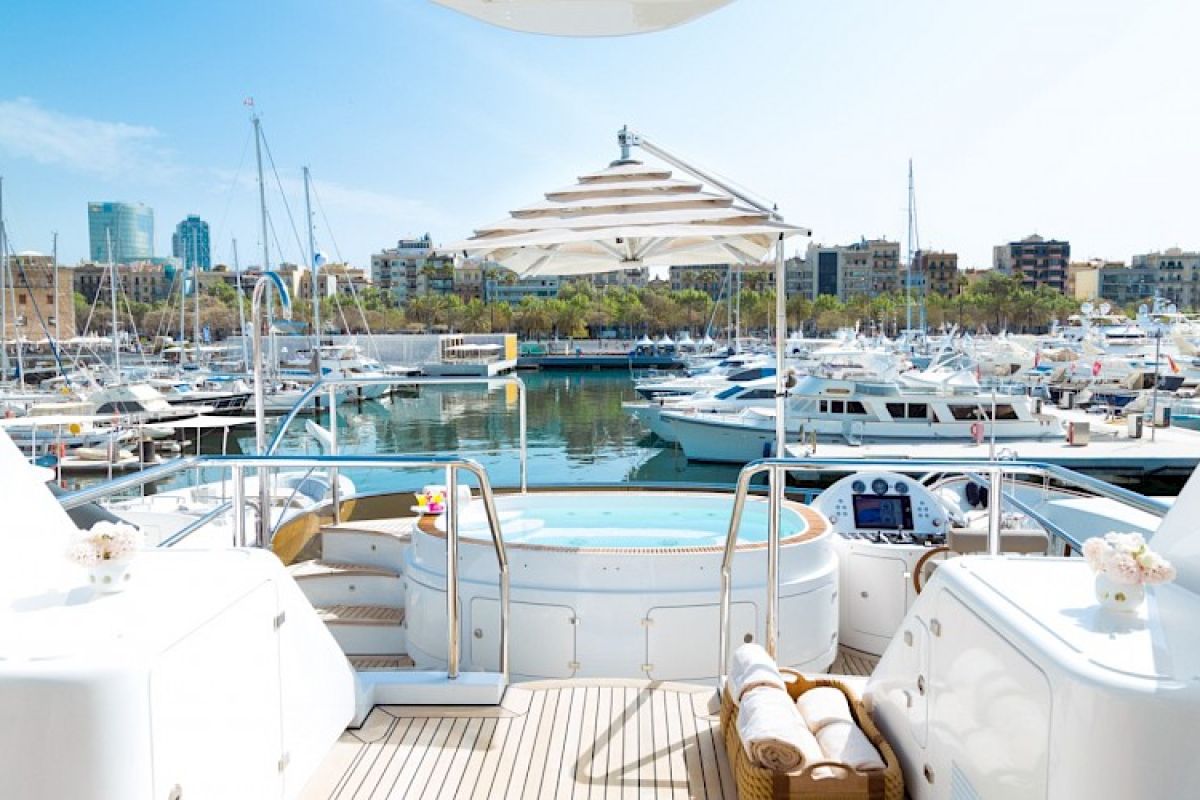 Yachts on display during MYBA Charter Show 2018