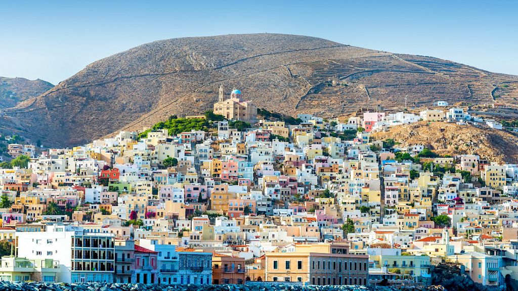 Beautiful yacht charter destination in Greece Symi island for summer family vacation